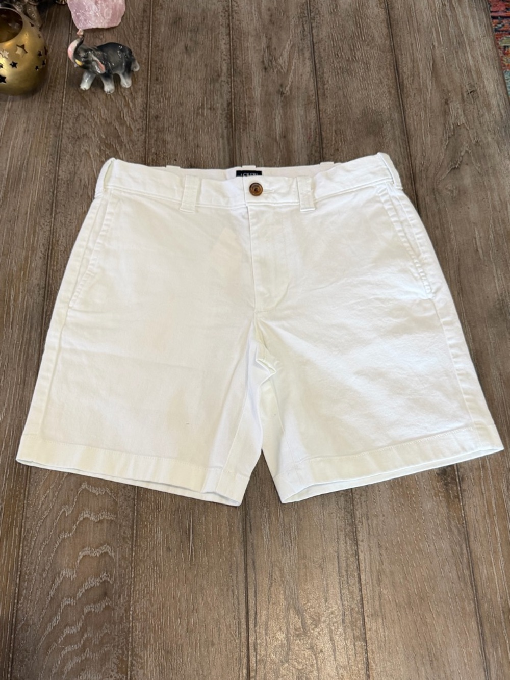 J. Crew White Flat Front Cotton Shorts